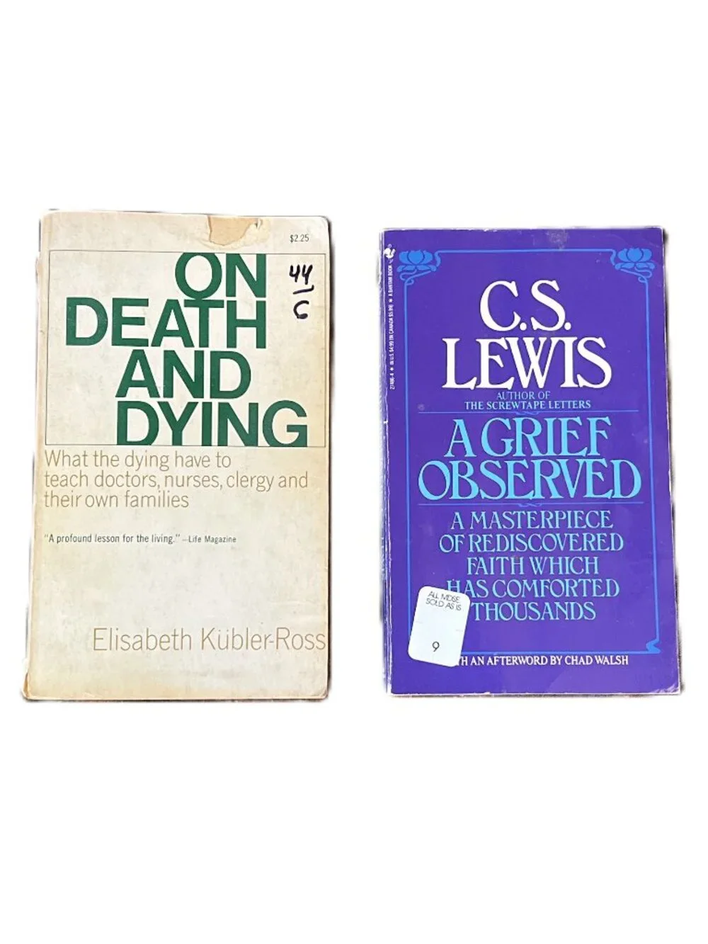2 Paperback Book Bundle: On Death and Dying and A Grief Observed